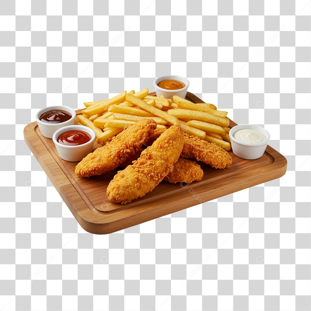 Porção de Batatas Fritas Frango PNG Transparente