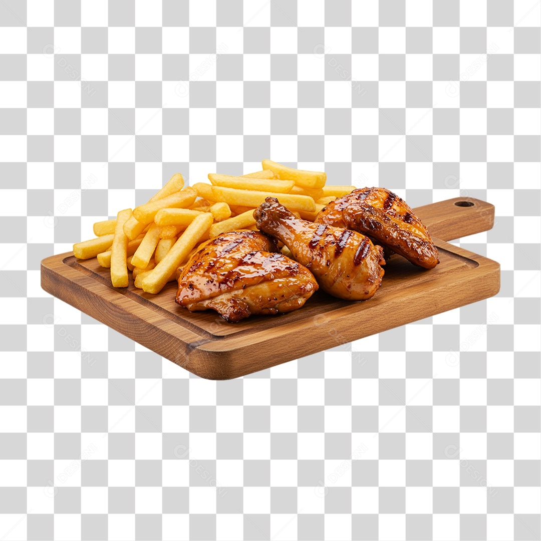 Porção de Batatas Fritas Frango PNG Transparente