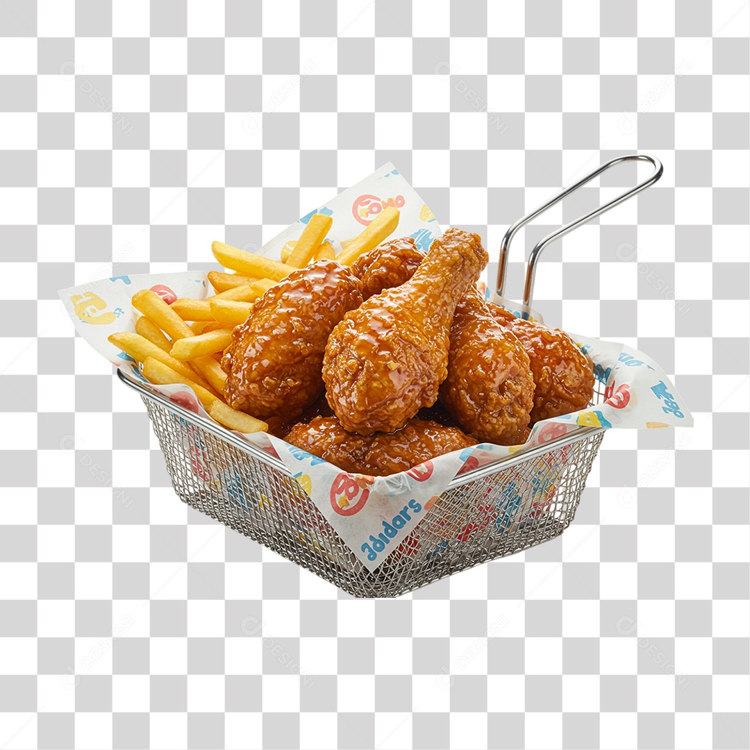 Porção de Batatas Fritas Frango PNG Transparente