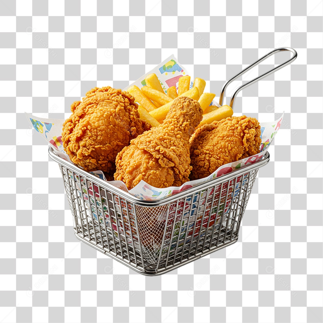 Porção de Batatas Fritas Frango PNG Transparente