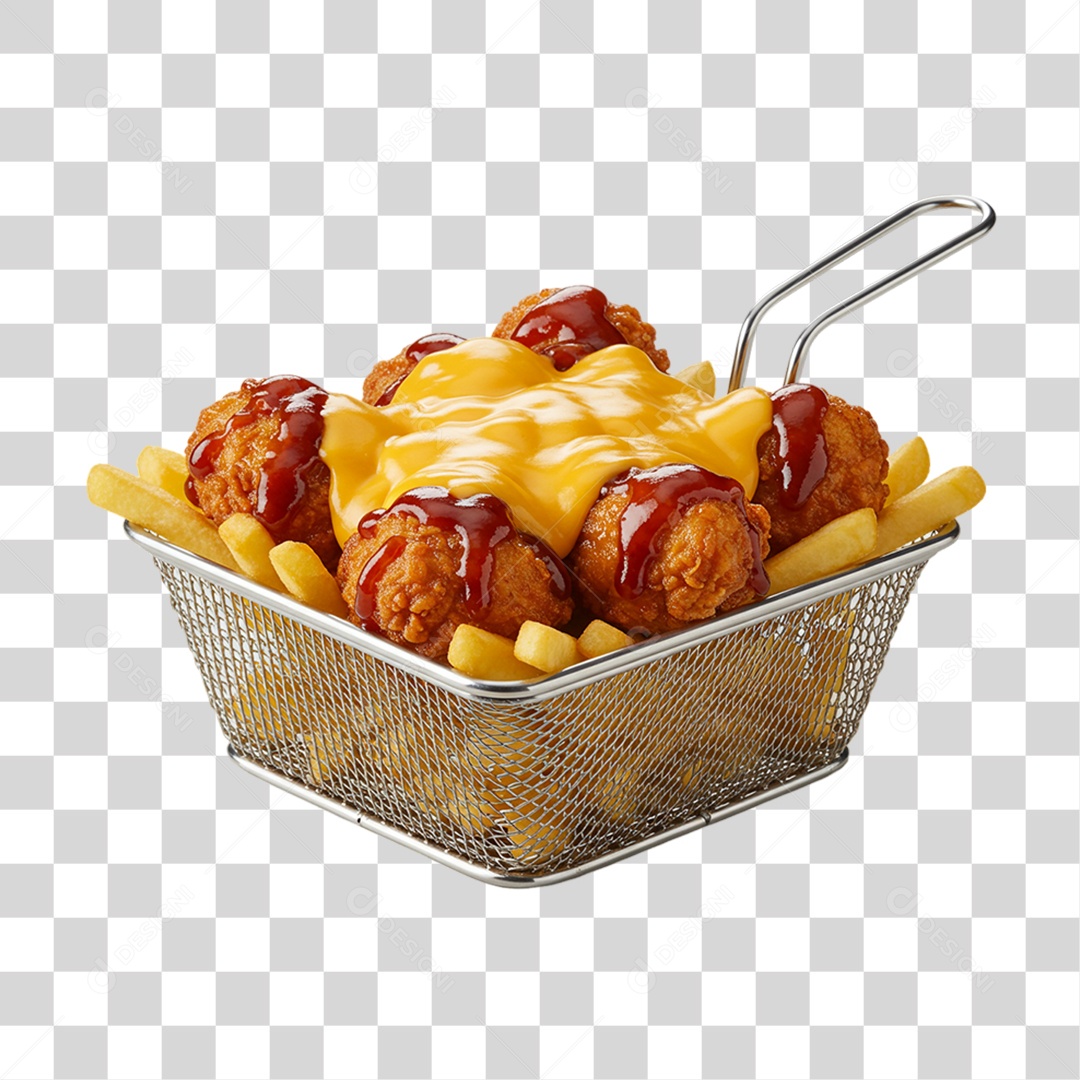 Porção de Batatas Fritas Bacon PNG Transparente