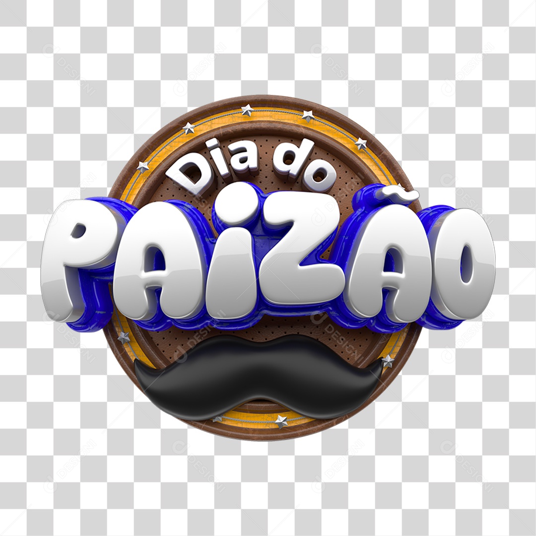 Selo 3D Dia do Paizão PNG Transparente