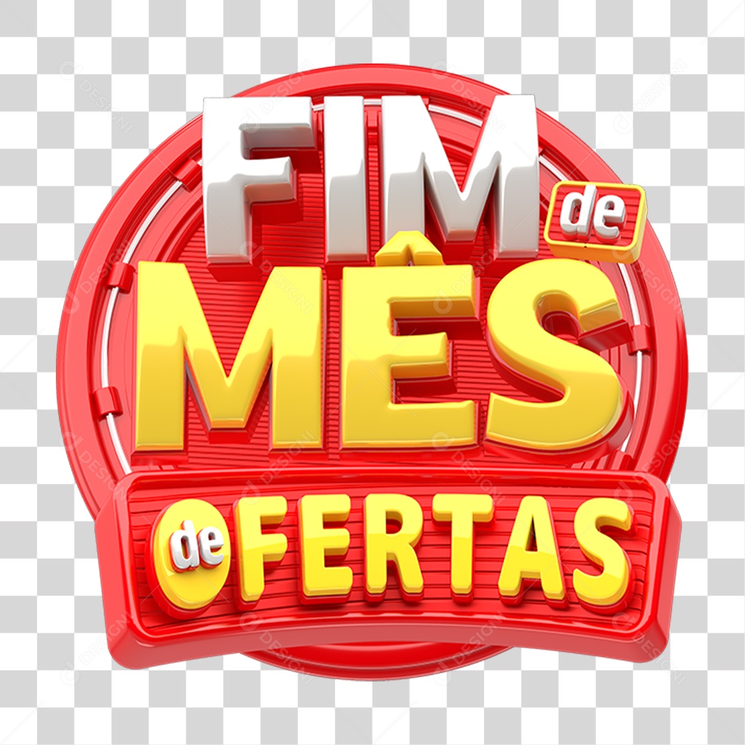Selo 3D Fim de Mês de Ofertas PNG Transparente