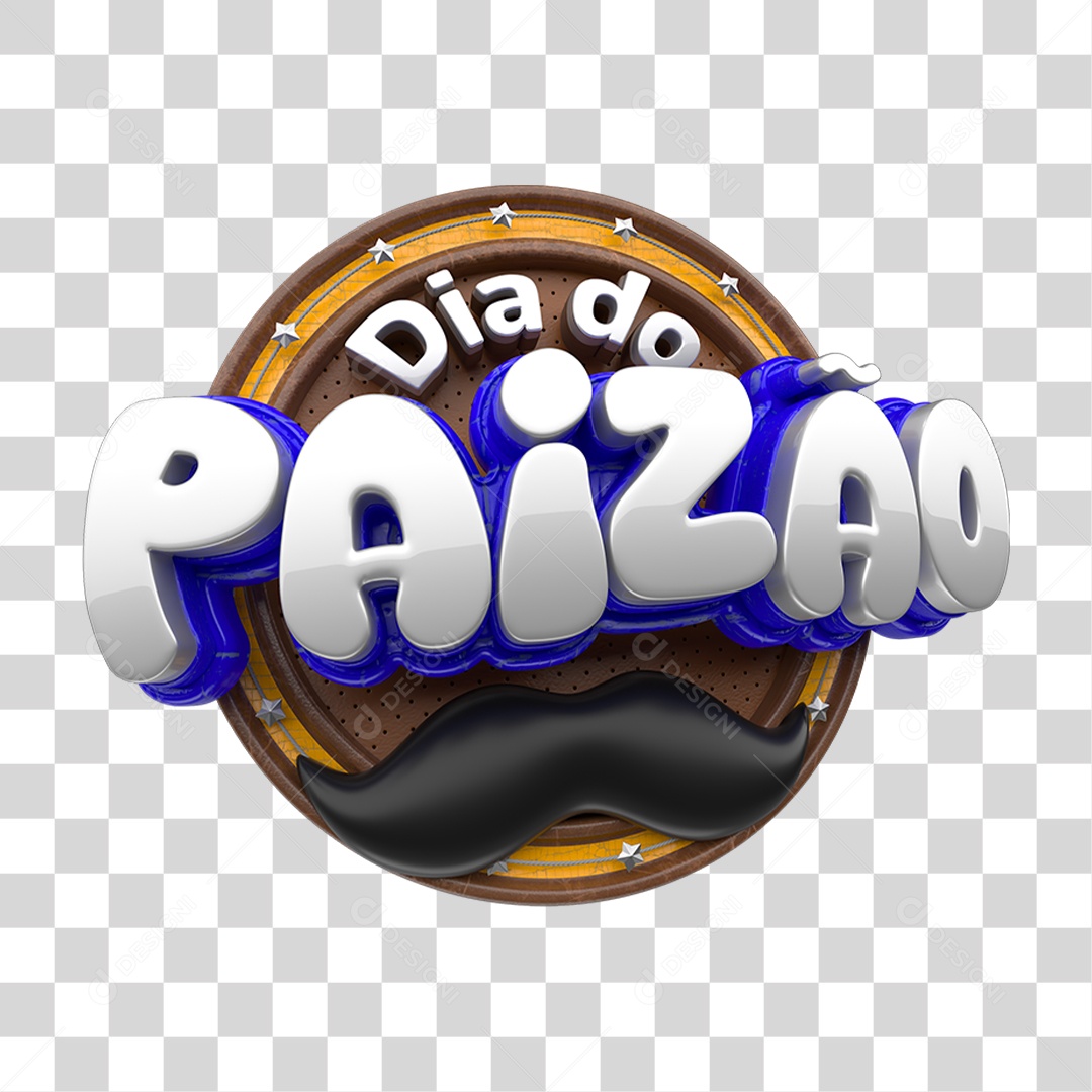 Selo 3D Dia do Paizão PNG Transparente