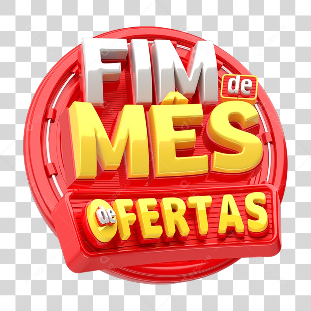 Selo 3D Fim de Mês de Ofertas PNG Transparente