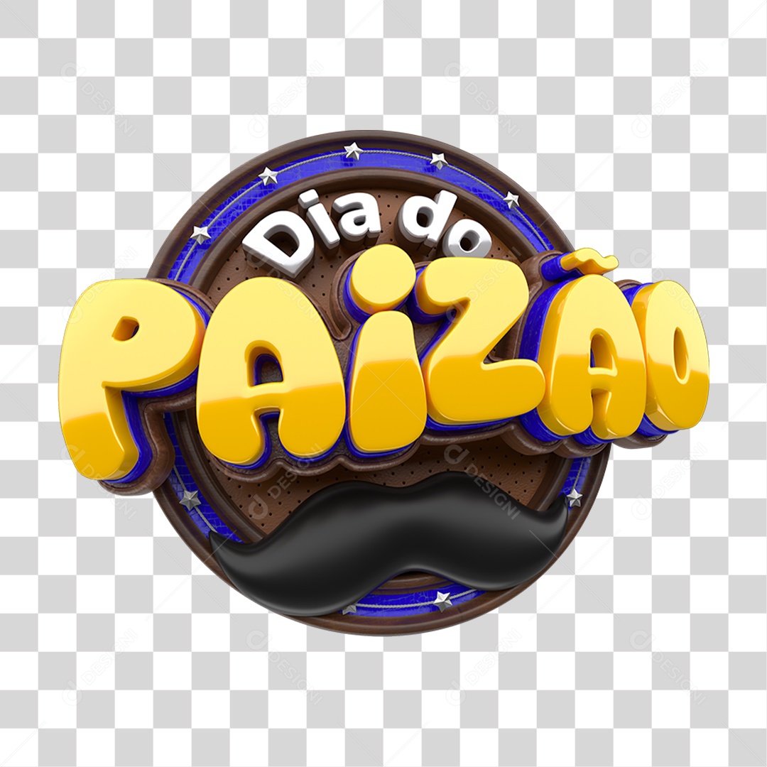 Selo 3D Dia do Paizão PNG Transparente