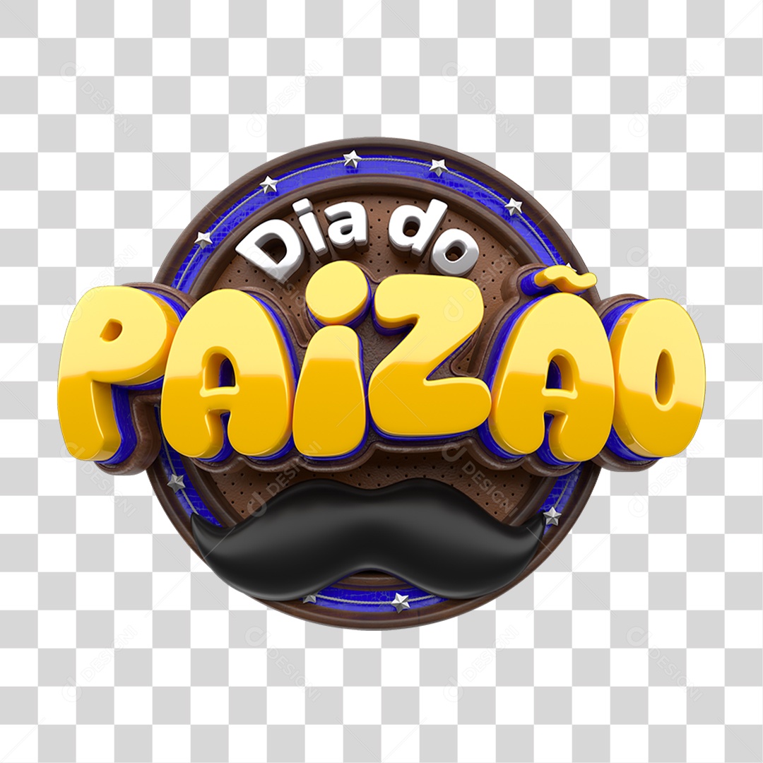 Selo 3D Dia do Paizão PNG Transparente