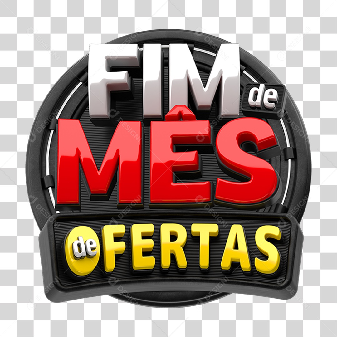 Selo 3D Fim de Mês de Ofertas PNG Transparente