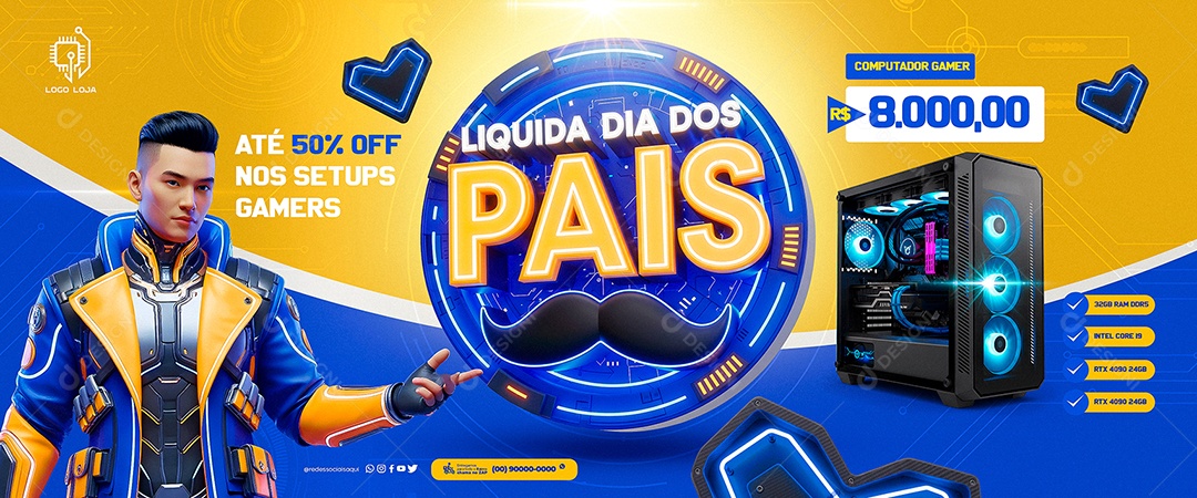 Banner Liquida Dia Dos Pais Social Media PSD Editável