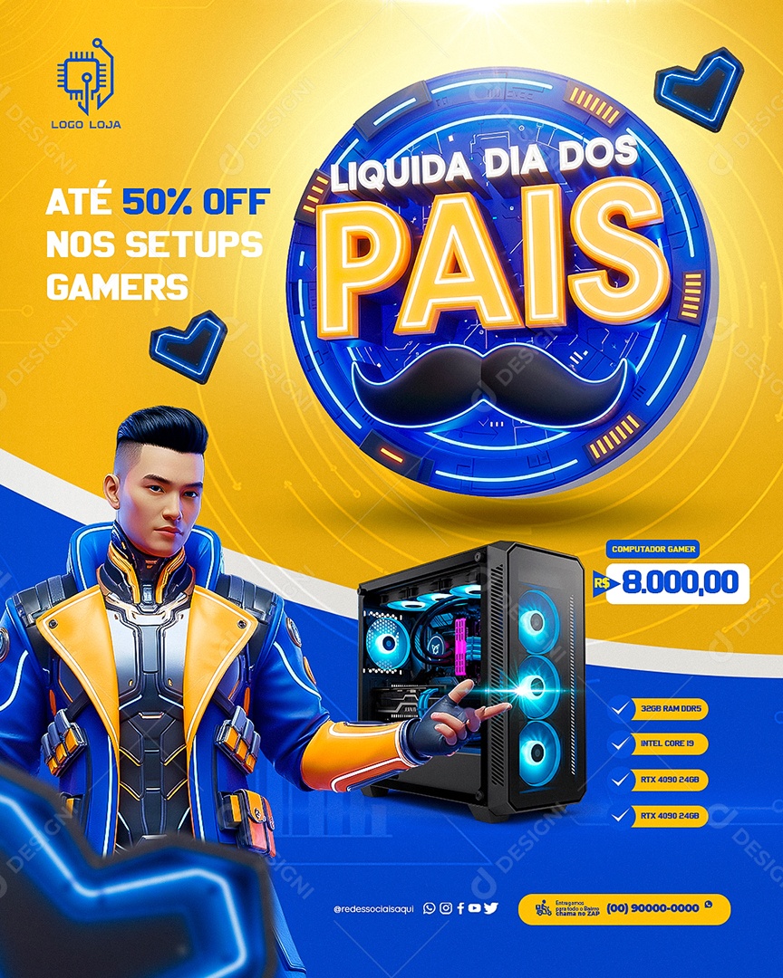 Liquida Dia Dos Pais Social Media Feed PSD Editável