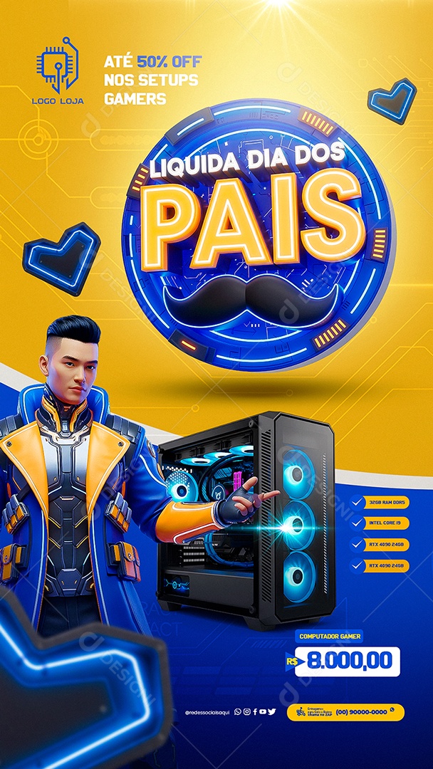 Liquida Dia Dos Pais Social Media Story PSD Editável