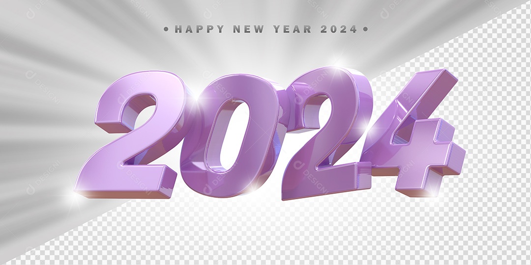 Elemento 3D 2024 Roxo Claro Para Composição PSD
