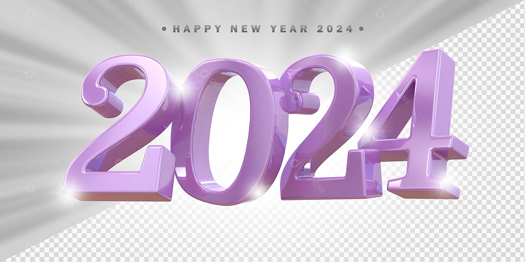 Elemento 3D 2024 Roxo Claro Para Composição PSD