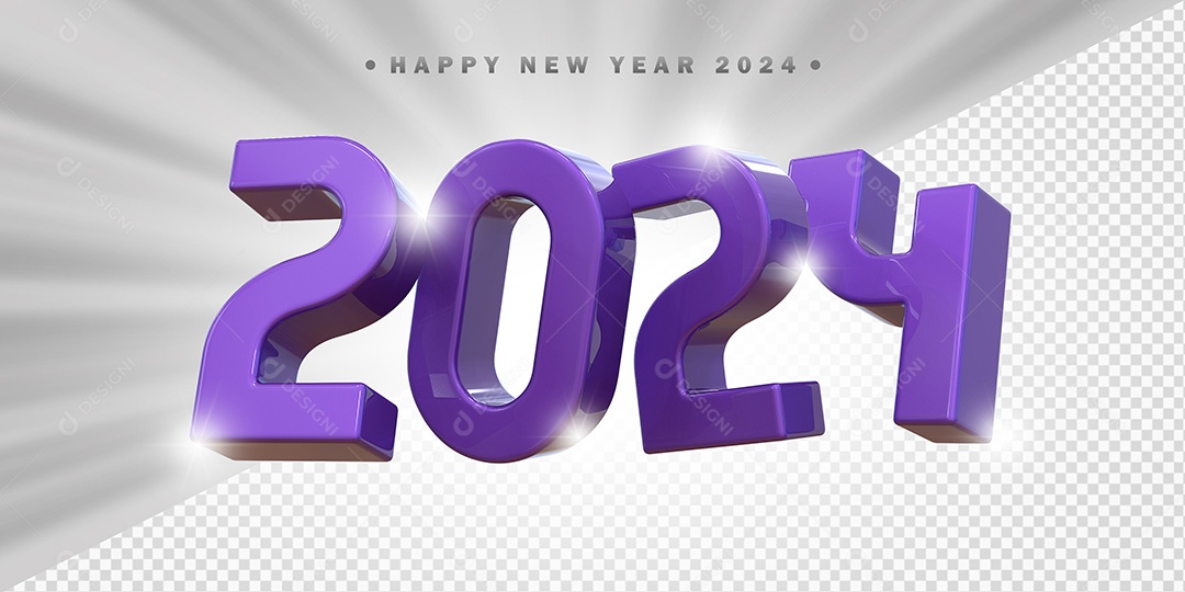 Elemento 3D 2024 Roxo Para Composição PSD