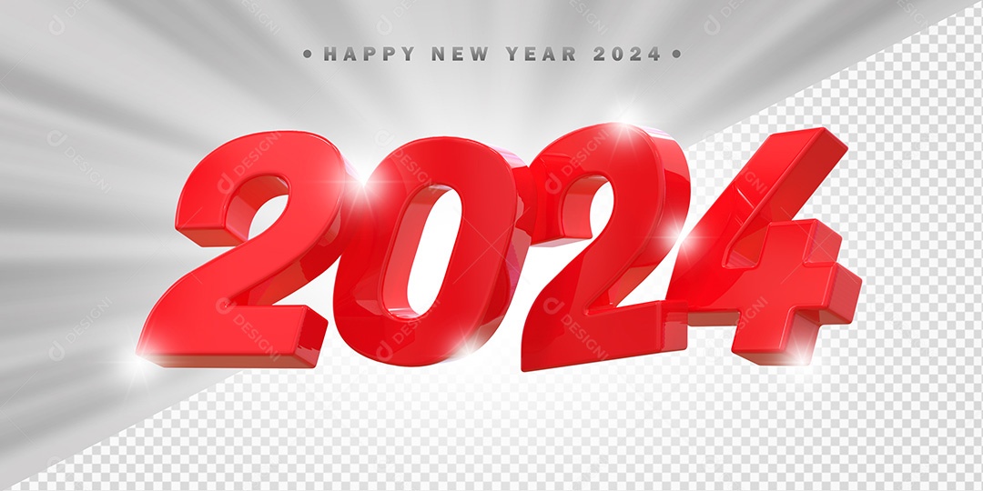Elemento 3D 2024 Vermelho Para Composição PSD