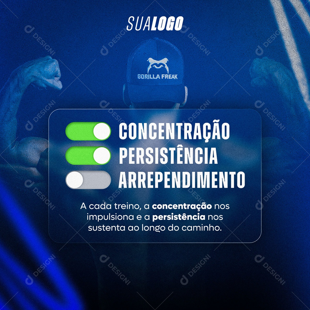 Academia A Cada Treino Uma Concentração Social Media PSD Editável