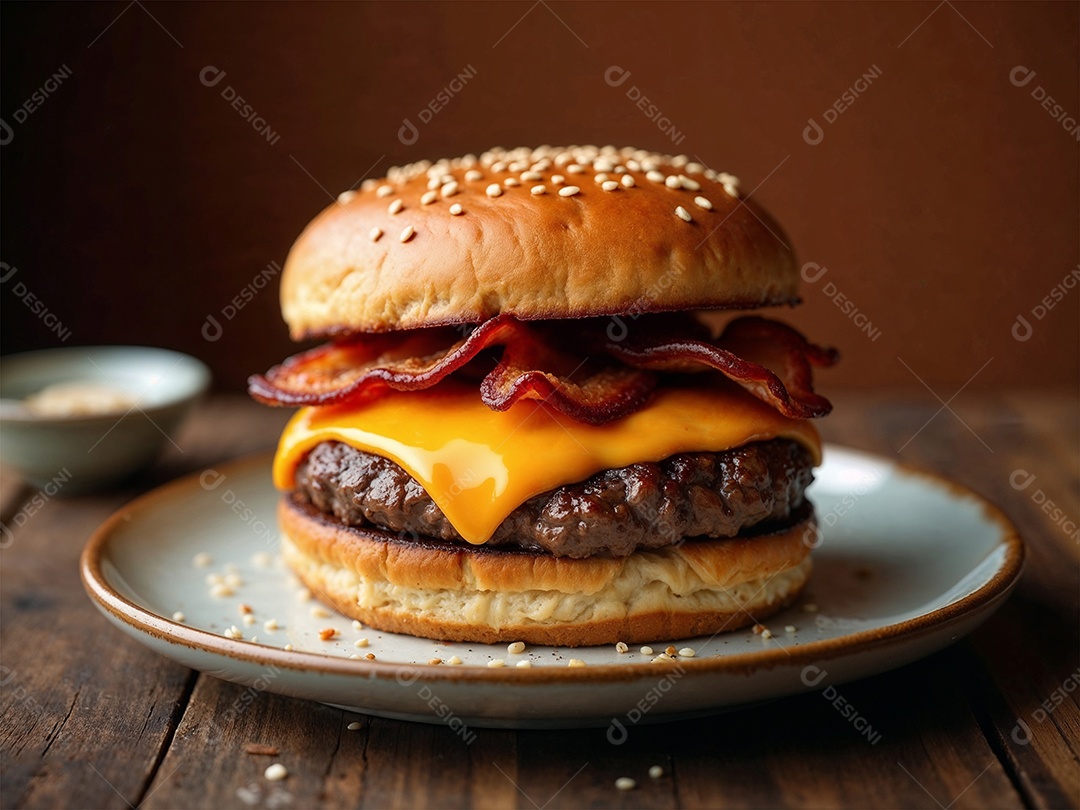 Retrato realista mostra um X-Burguer, um tipo de sanduíche popular no Brasil