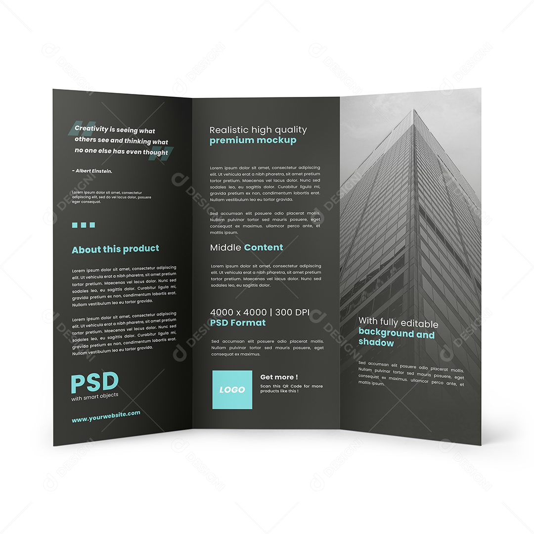 Mockup Folheto Dobrado 3 Mockup PSD Editável