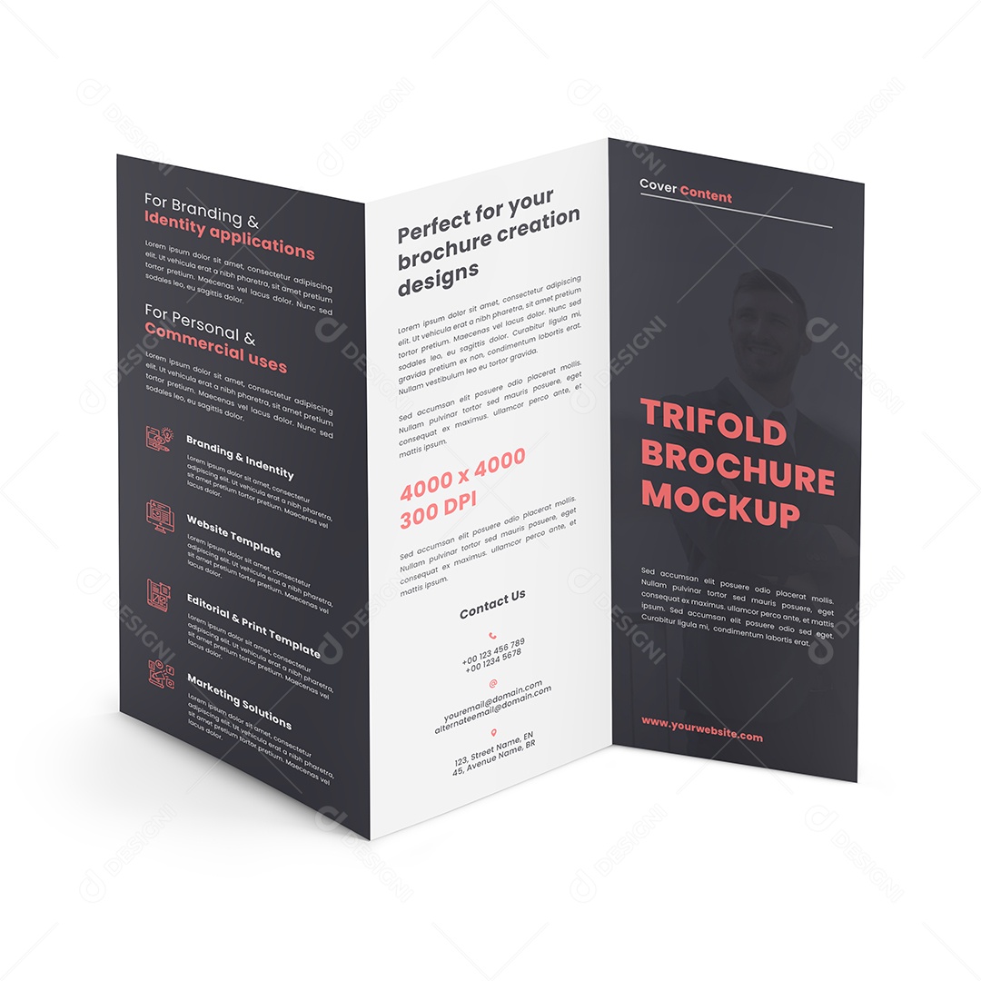 Mockup Folheto Dobrado 3 Mockup PSD Editável