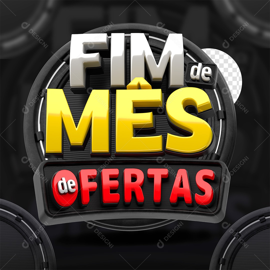 Fim de Mês de Ofertas Selo 3D para Composição PSD