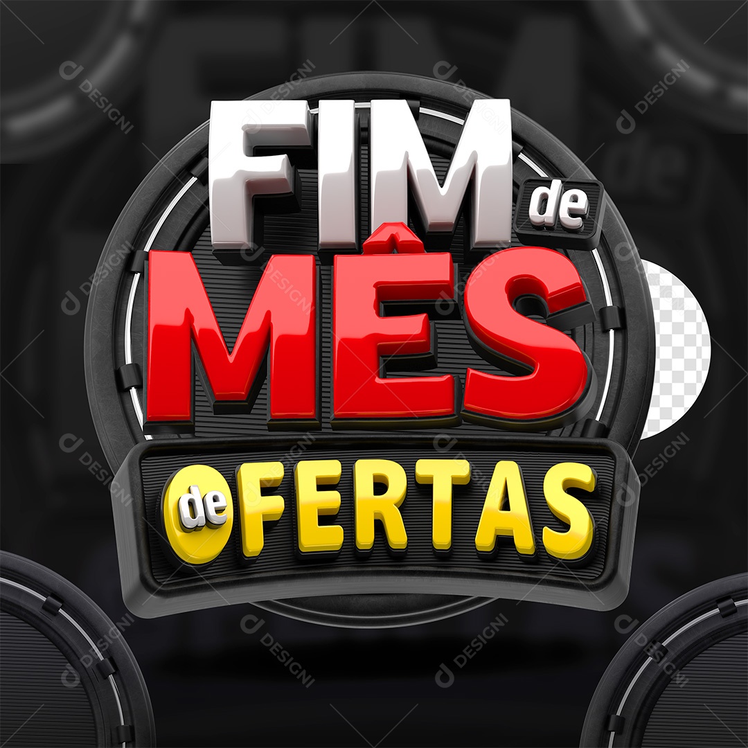 Fim de Mês de Ofertas Selo 3D para Composição PSD