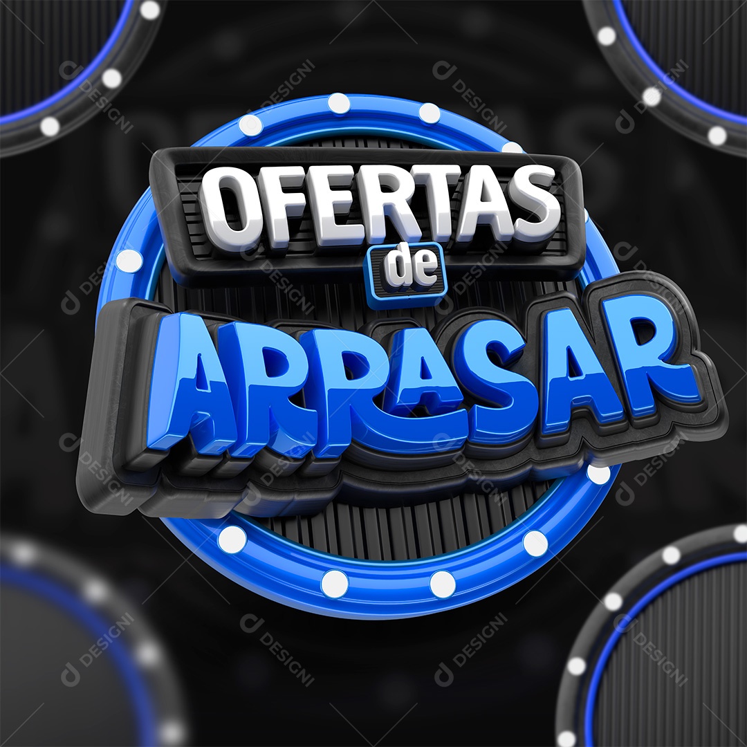 Ofertas de Arrasar Selo 3D Branco e Azul para Composição PSD