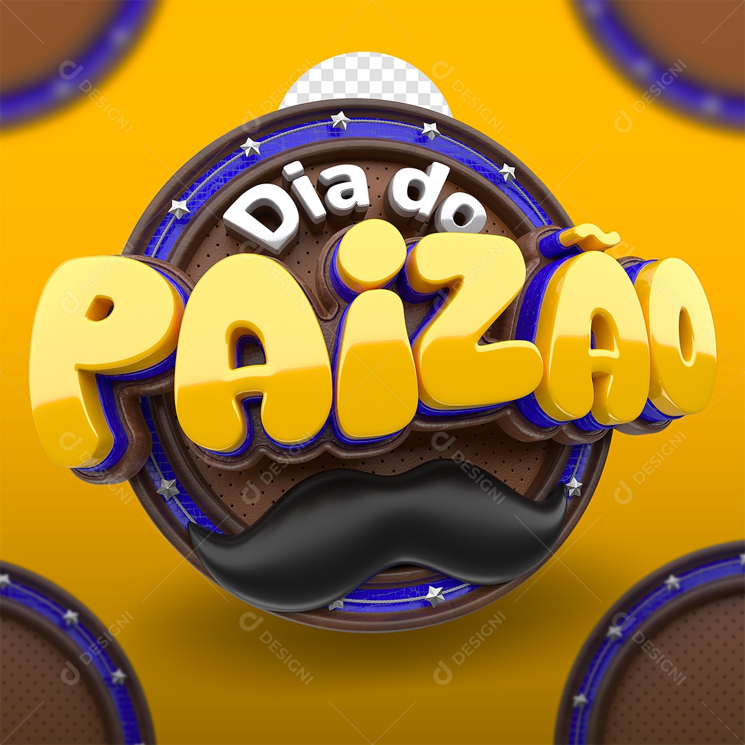 Dia do Paizão Selo 3D para Composição PSD
