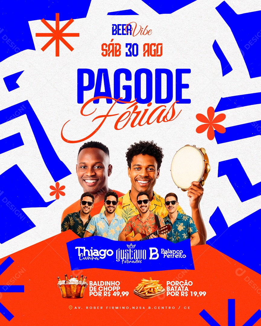 Flyer Pagode Férias Social Media PSD Editável