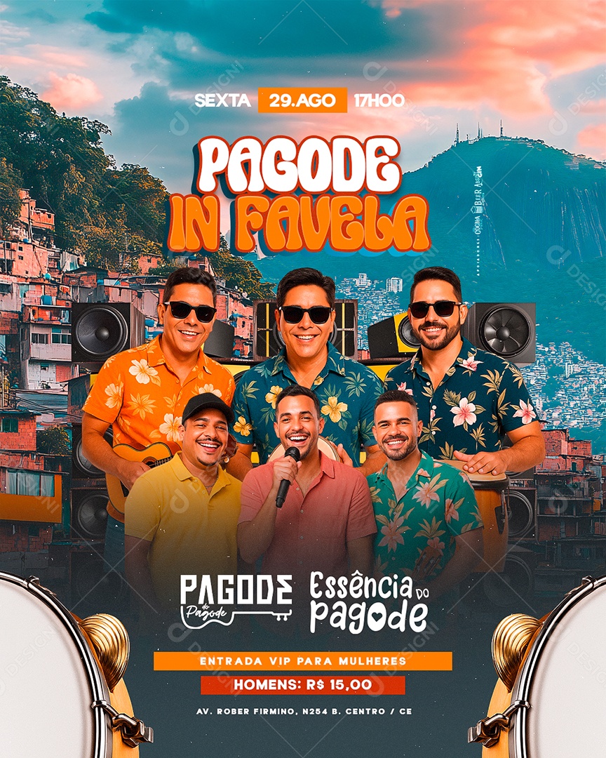 Flyer Pagode In Favela Social Media PSD Editável