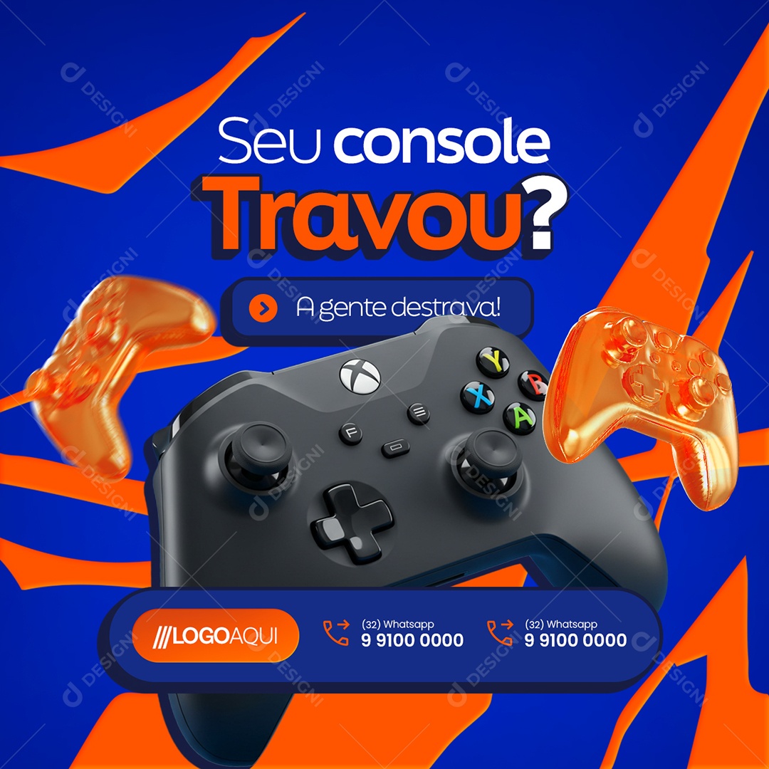 Games Seu Console Travou Social Media PSD Editável