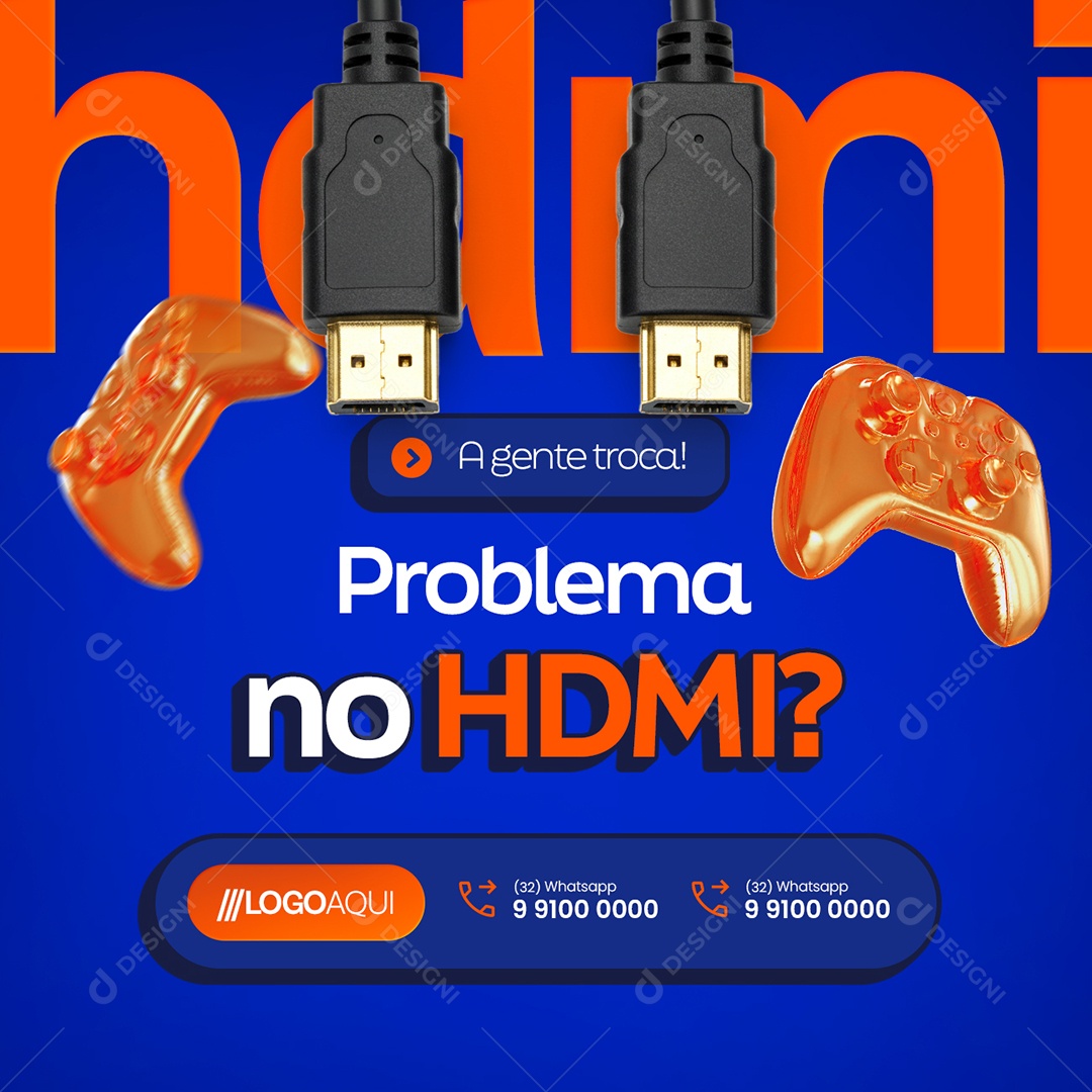 Games Problema no HDMI Social Media PSD Editável