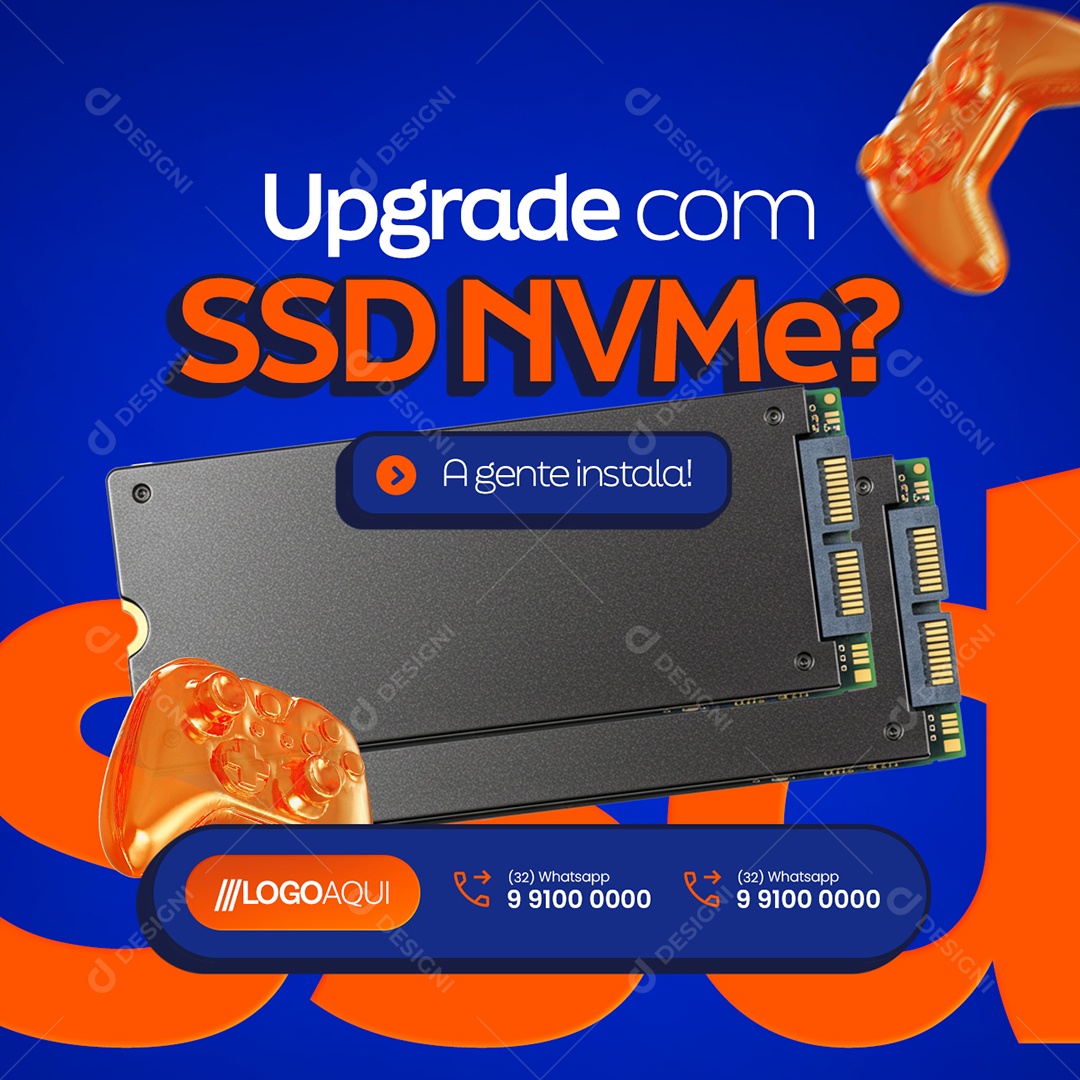 Games Upgrade com SSD NVMe Social Media PSD Editável