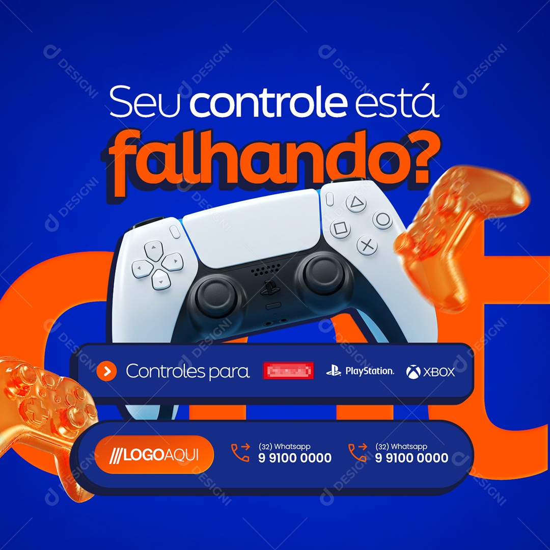 Games Seu Controle Está Falhando Social Media PSD Editável