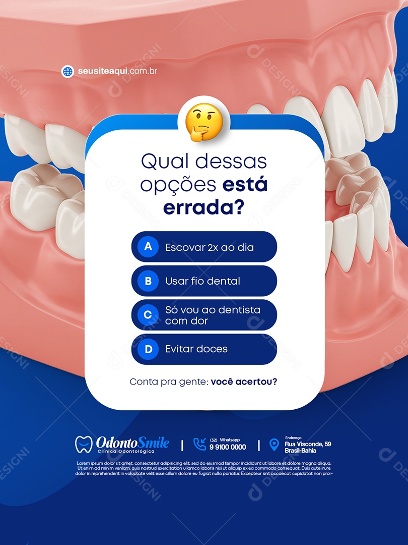 Odontologia Qual Dessas Opções Está Errada Social Media PSD Editável