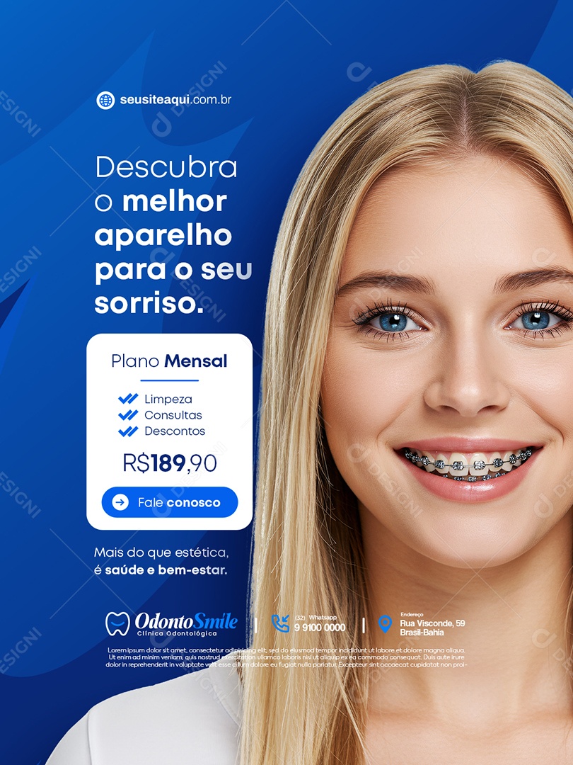 Odontologia Descubra o Melhor Aparelho Social Media PSD Editável