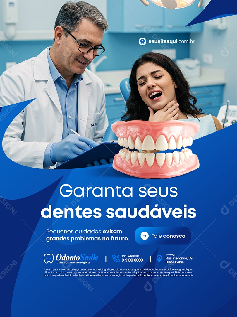 Odontologia Garanta seus Dentes Saudáveis Social Media PSD Editável