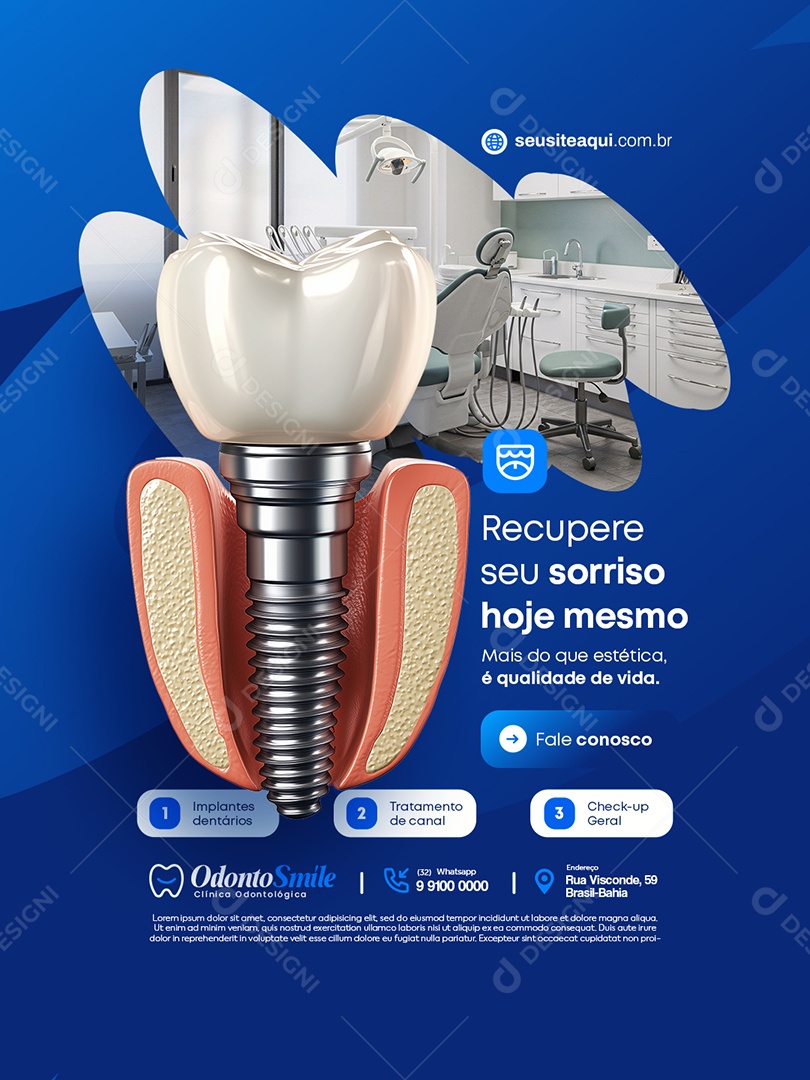 Odontologia Recupere seu Sorriso Hoje Mesmo Social Media PSD Editável