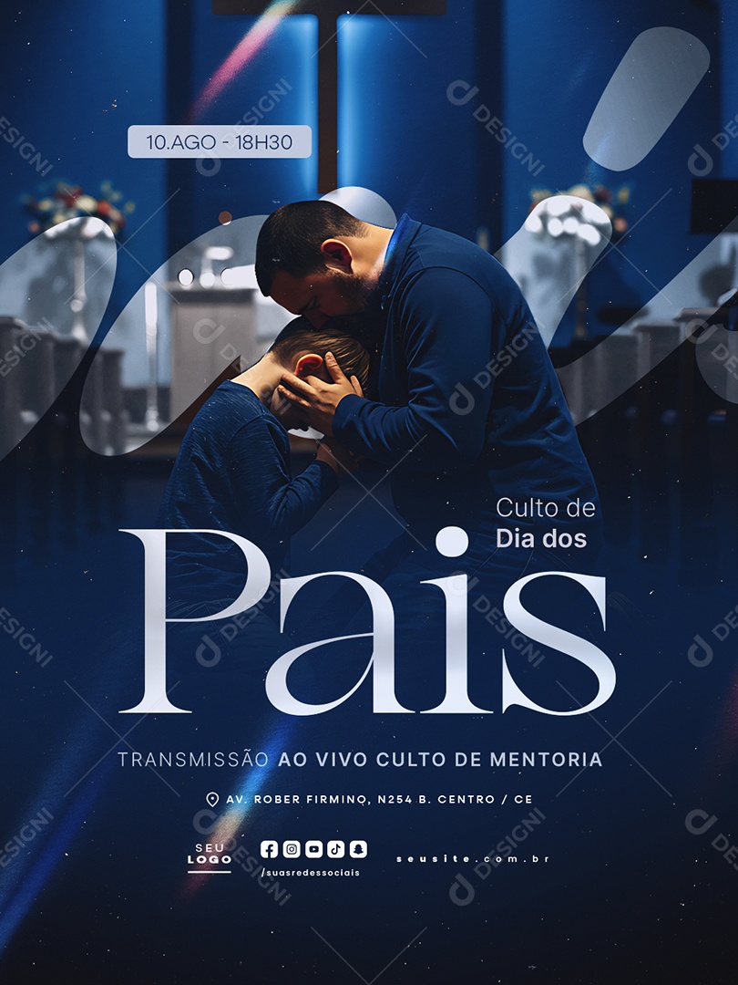 Gospel Culto de Dia dos Pais Social Media PSD Editável