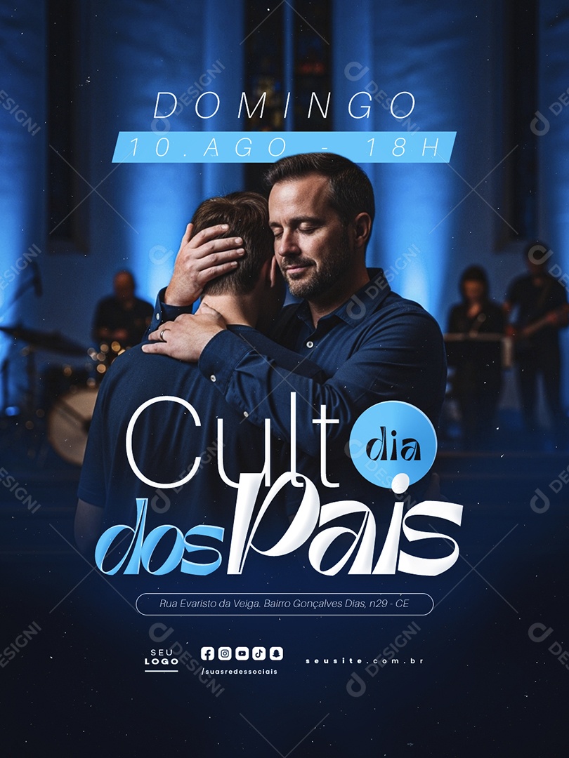 Gospel Culto Dia dos Pais Domingo Social Media PSD Editável