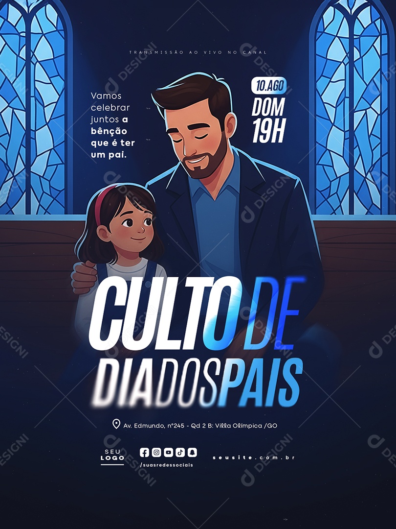 Gospel Culto De Dia dos Pais Social Media PSD Editável
