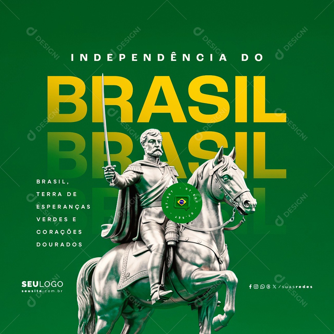 Dia da Independência do Brasil 07 de Setembro Social Media PSD Editável