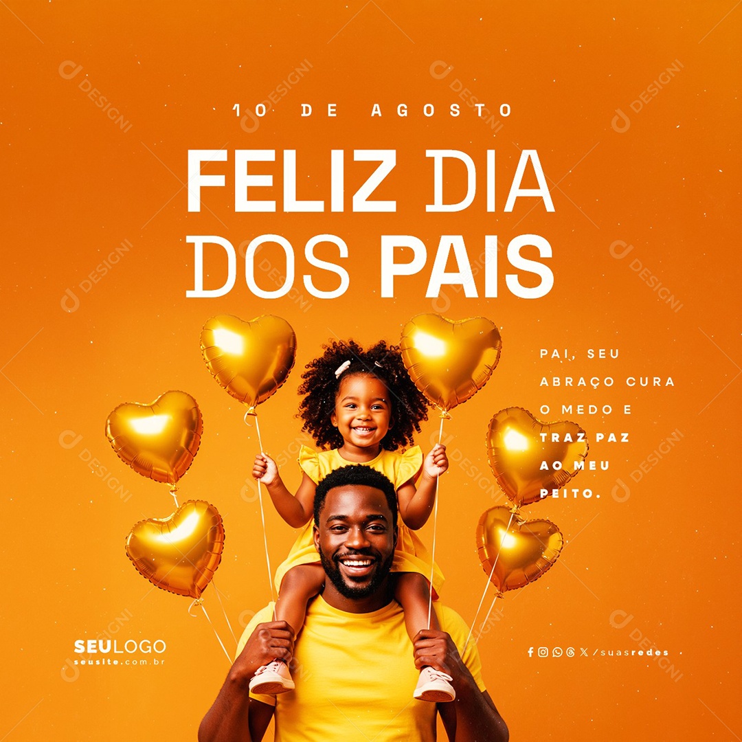 Feliz Dia dos Pais 10 de Agosto Social Media PSD Editável