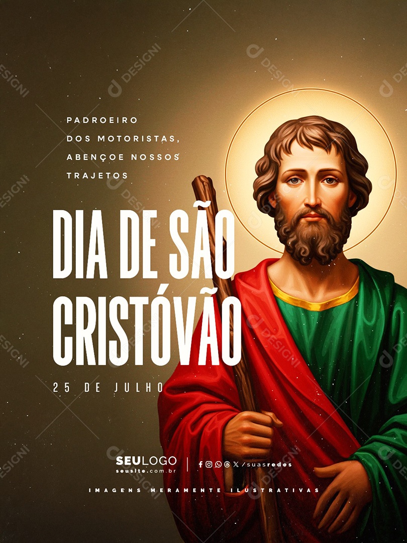 Dia de São Cristóvão 25 de Julho Padroeiro dos Motoristas Social Media PSD Editável