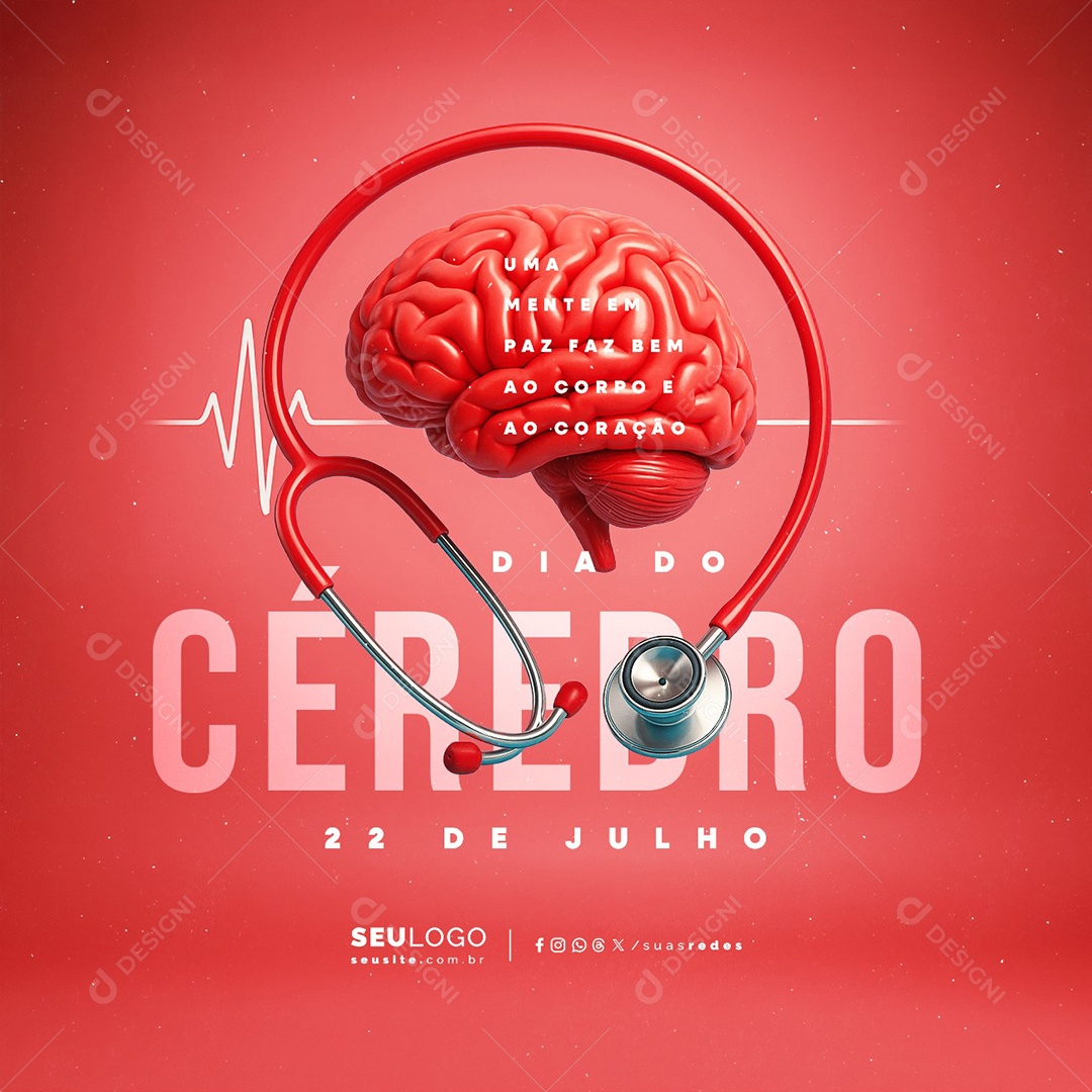 Dia do Cérebro 22 De Julho Social Media PSD Editável