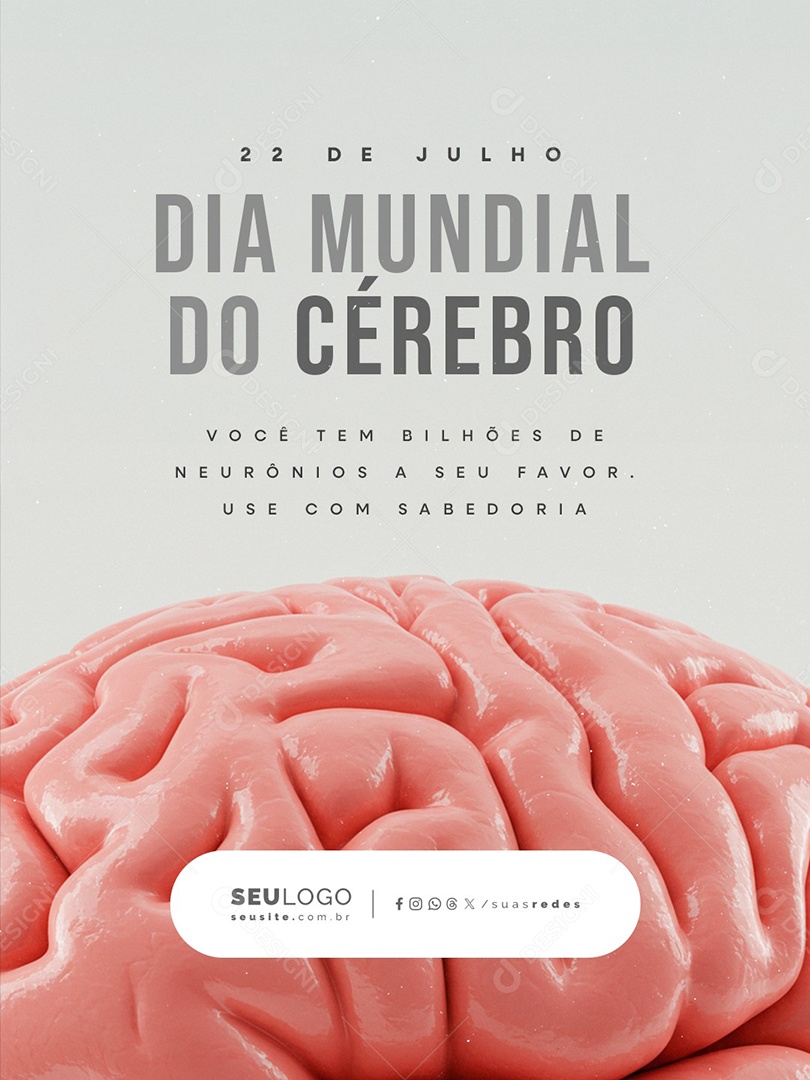 Dia Mundial do Cérebro 22 De Julho Social Media PSD Editável