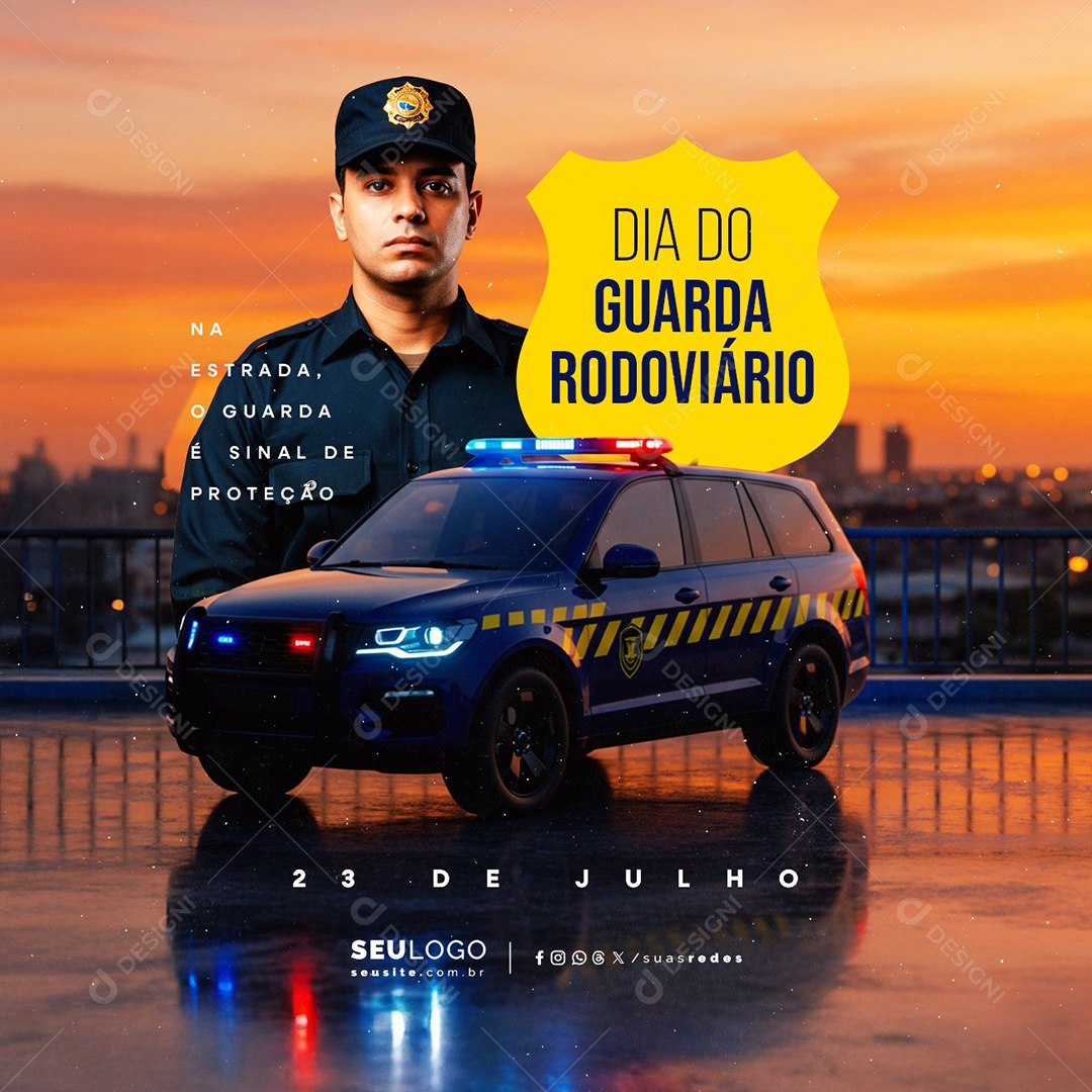 Dia do Guarda Rodoviário 23 de Julho Social Media PSD Editável