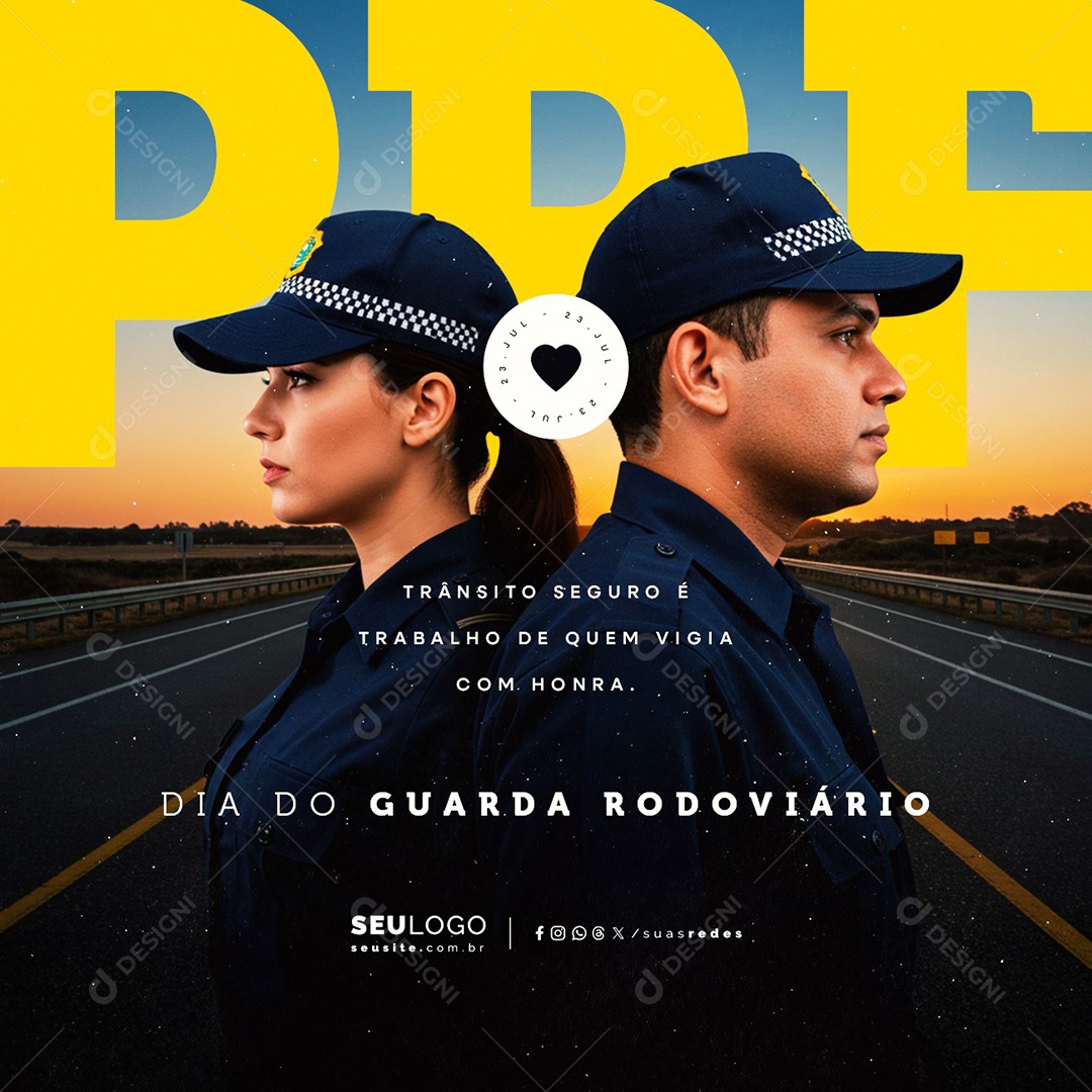 Dia do Guarda Rodoviário 23 de Julho Social Media PSD Editável