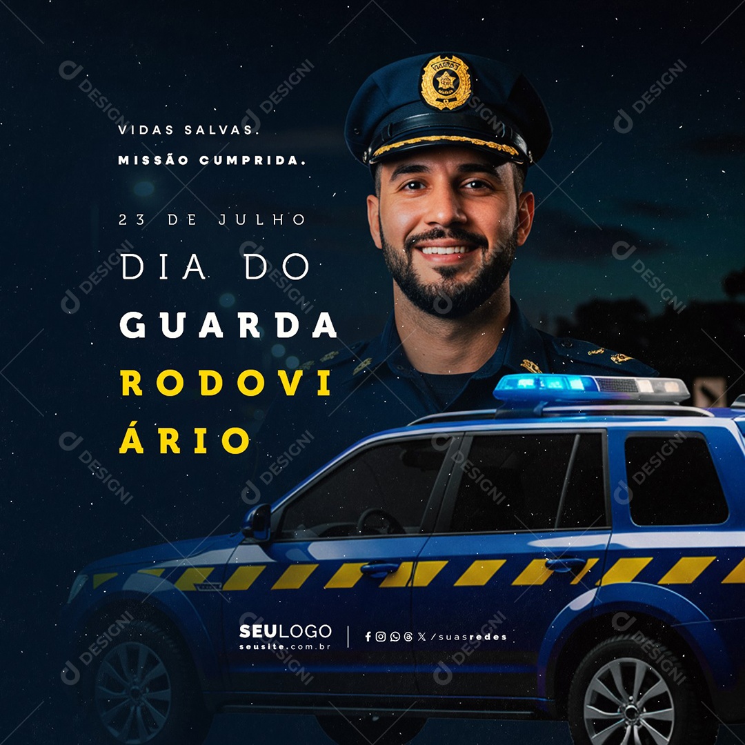 Dia do Guarda Rodoviário 23 de Julho Social Media PSD Editável