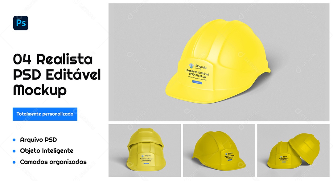 Mockup De Capacete De Construçao  PSD Editável