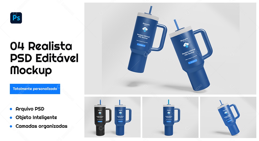 Mockup De Garrafa Termica  PSD Editável